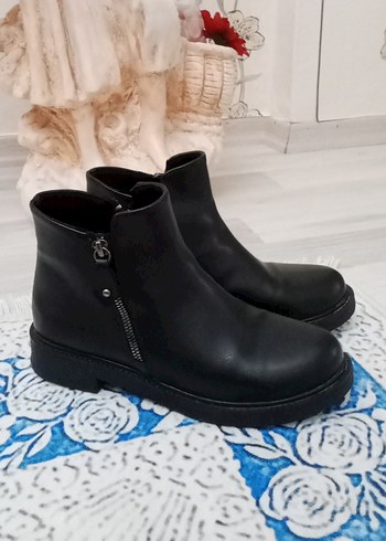 orjinal Siyah Deri Kadın Dolgu Topuk Bot
