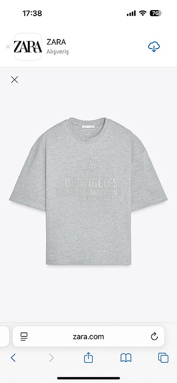 s Beden gri Renk Zara metal iplli tshirt