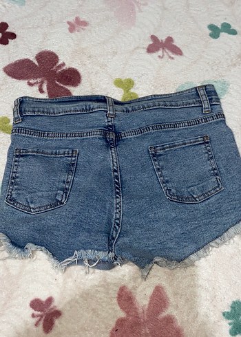 s Beden Kadın Mavi Mini Yırtık Denim Şort