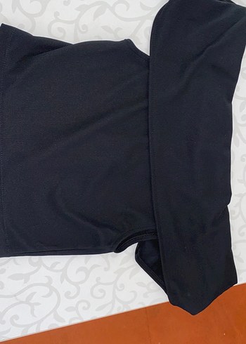 s Beden Siyah Straplez Fermuarlı crop