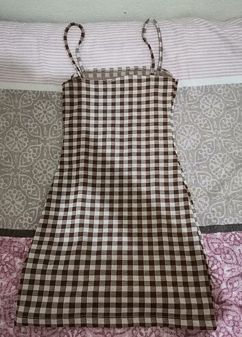 Kareli mini elbise 