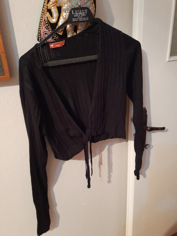 Kızlar için Uzun Kollu Siyah Bolero - Görsel 2