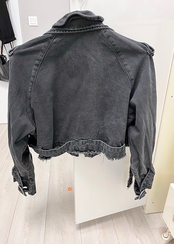 Trendyol & Milla Kadın Gri Kemerli Kısa Denim Ceket