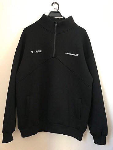 Unisex siyah boğazlı polar üç iplik şardonlu
