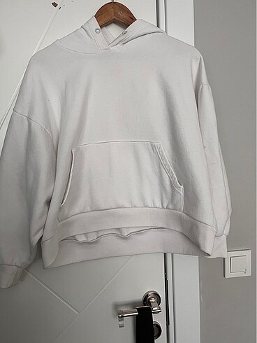 Beyaz OVERSİZE crop sweat L beden