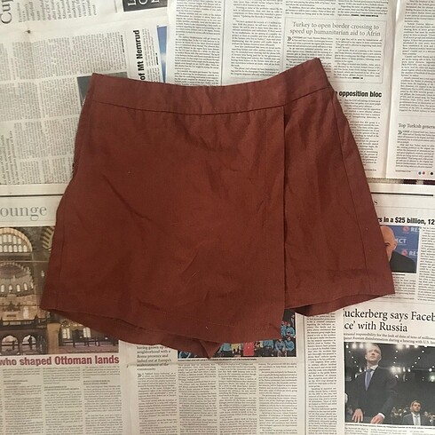 Vintage y2k şort mini etek turuncu kahverengi