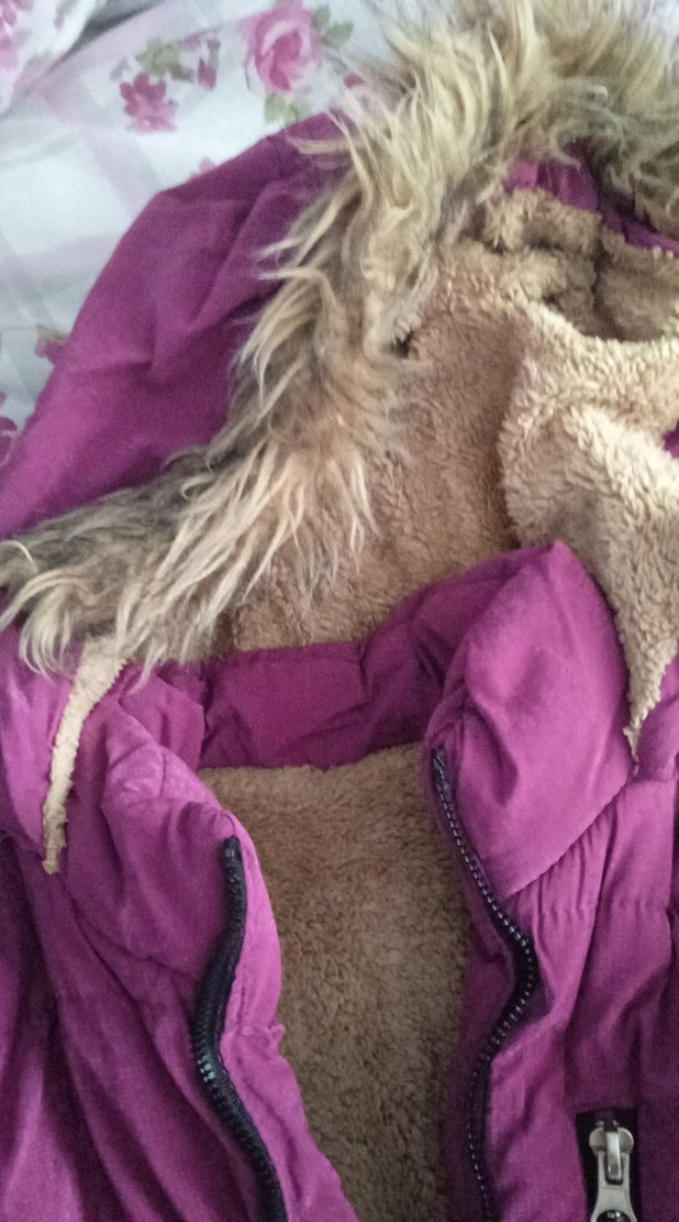 Kız Çocuk Mor Kürklü Kapüşonlu Mont - Görsel 2