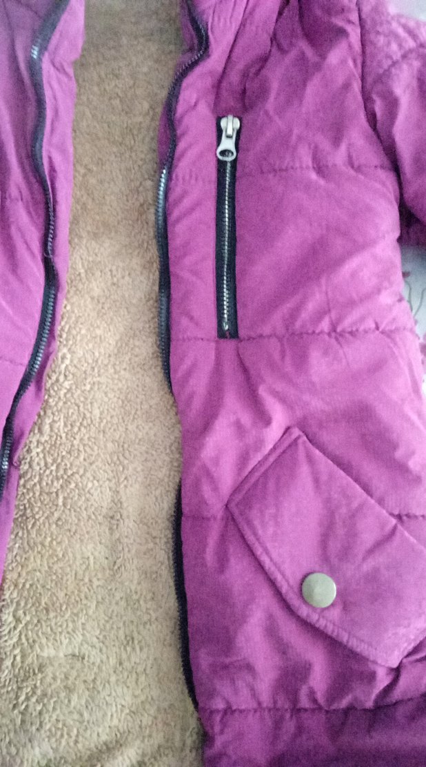 Kız Çocuk Mor Kürklü Kapüşonlu Mont - Görsel 3