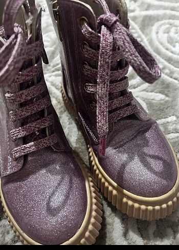 Parlak Mor Kız Çocuk Botları Simli - Görsel 3