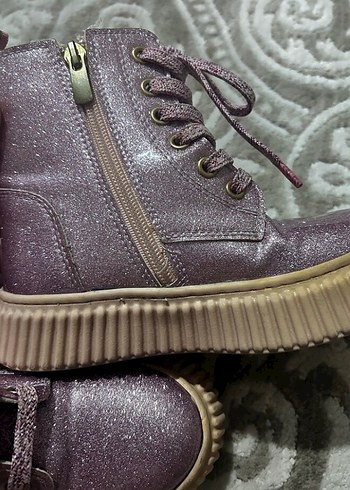 Parlak Mor Kız Çocuk Botları Simli - Görsel 2