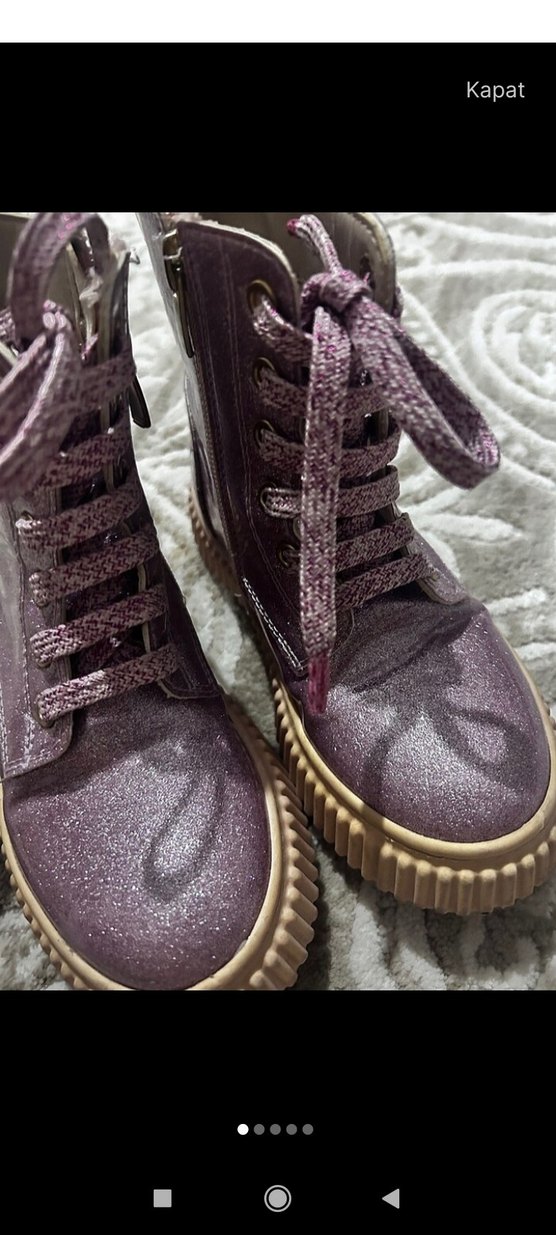 Parlak Mor Kız Çocuk Botları Simli - Görsel 3