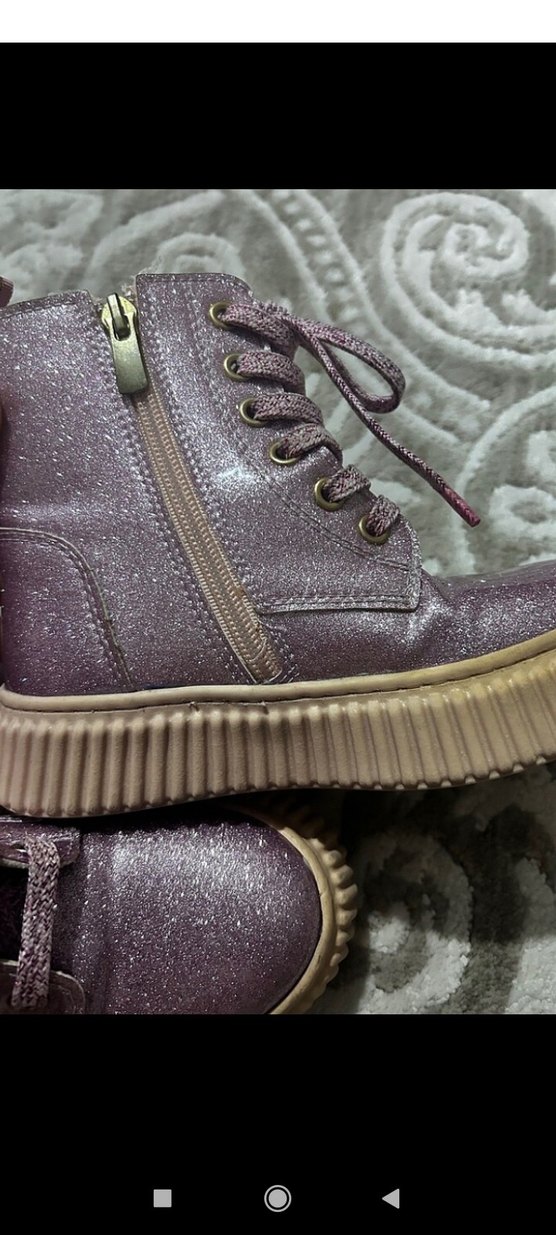 Parlak Mor Kız Çocuk Botları Simli - Görsel 2