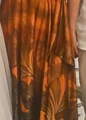 Bohem Tarz Uzun Drapeli Kahverengi elbise - Görsel 3