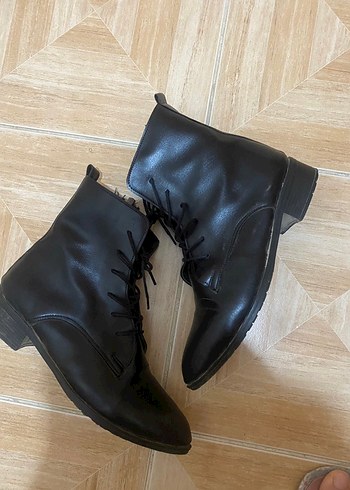 40 Beden Siyah Deri Stiletto Topuklu Gotik Kadın Bot