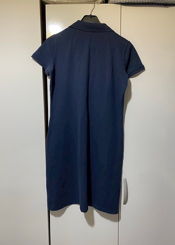 Lacivert Polo Yaka Kısa Kollu Günlük Elbise - Görsel 3