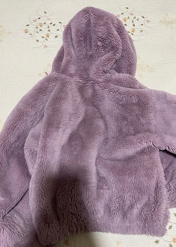 Mor Peluş Kadın Ceket Kapüşonlu - Görsel 5