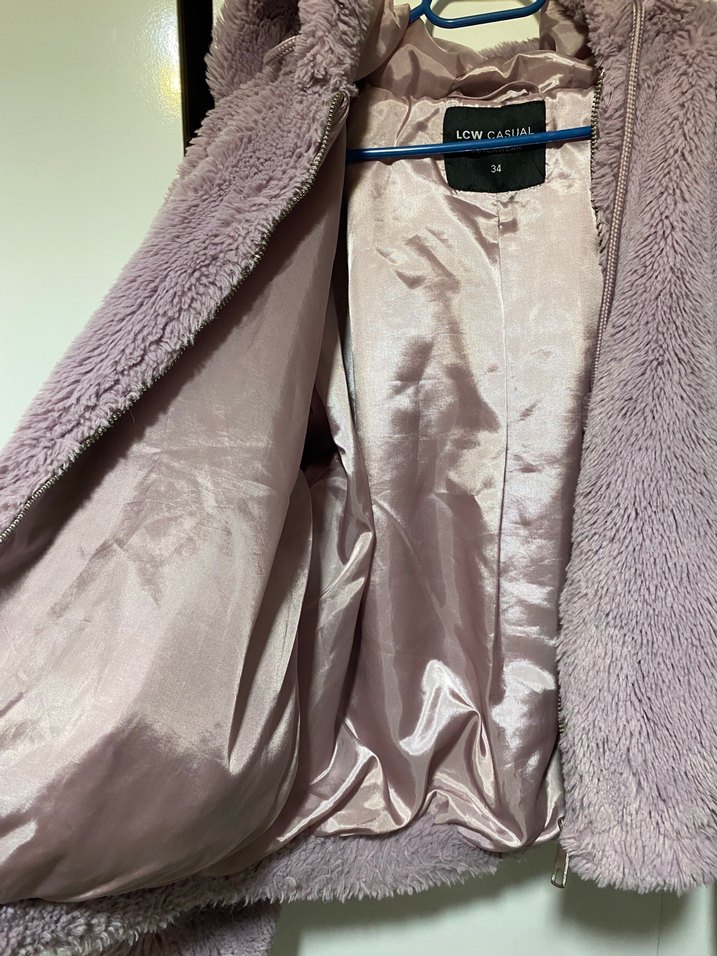 Mor Peluş Kadın Ceket Kapüşonlu - Görsel 2