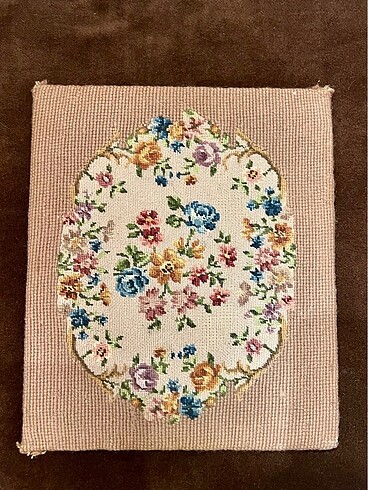 Antika Petit point goblen isleme pano