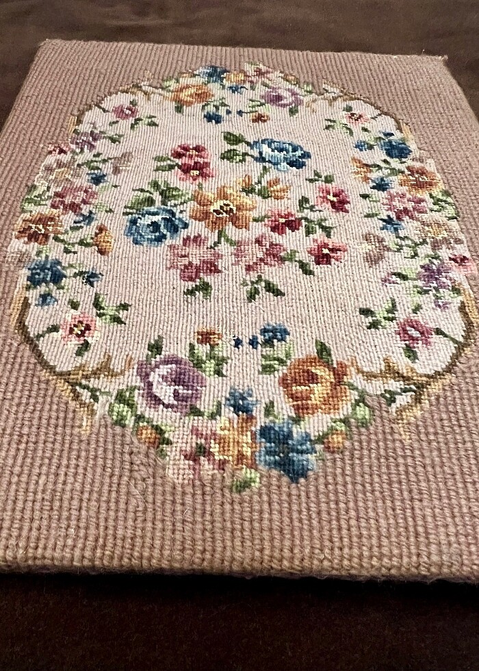 Antika Petit point goblen isleme pano - Görsel 2
