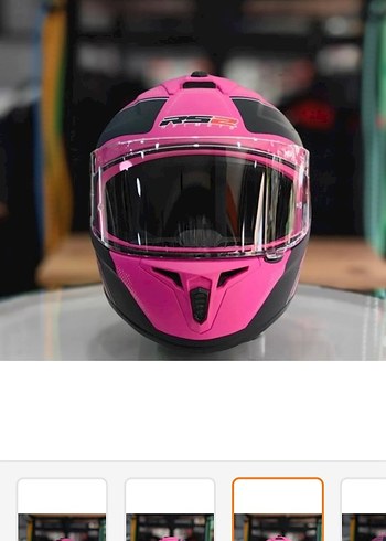 Parlak Pembe Baskılı Biker Motosiklet Kaskı - Görsel 2