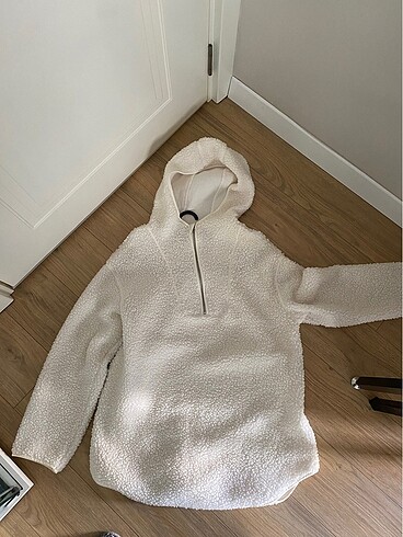 H&M yarım fermuar peluş sweatshirt ceket
