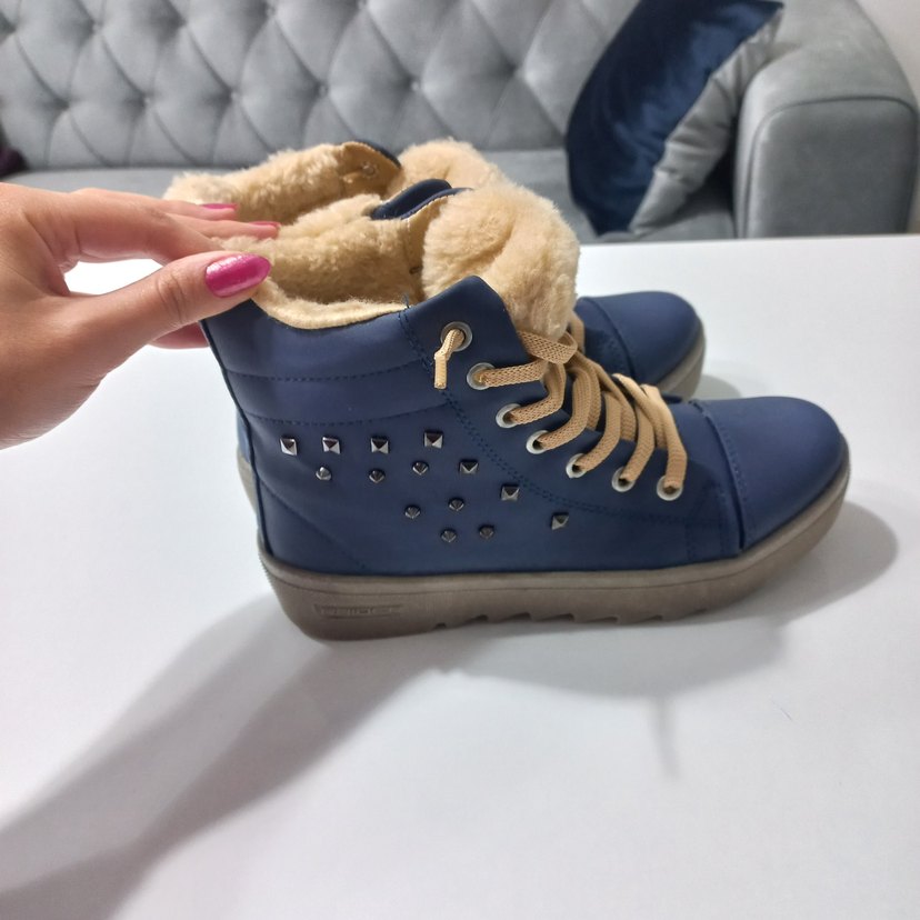 Lacivert İçi Kürklü Kadın Bot - Görsel 4