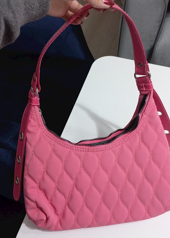 Pembe Fermuarlı Kadın Omuz Çantası - Görsel 2