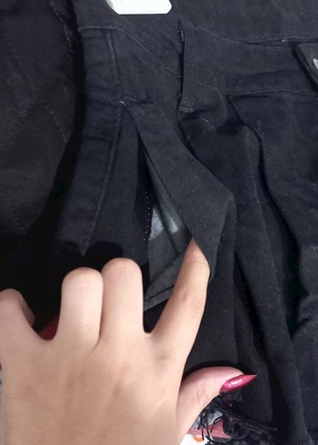 Siyah Mini Denim Şort Etek - Görsel 5