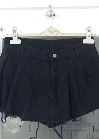 Siyah Mini Denim Şort Etek - Görsel 3