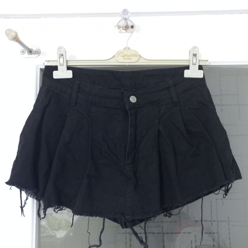 Siyah Mini Denim Şort Etek - Görsel 3