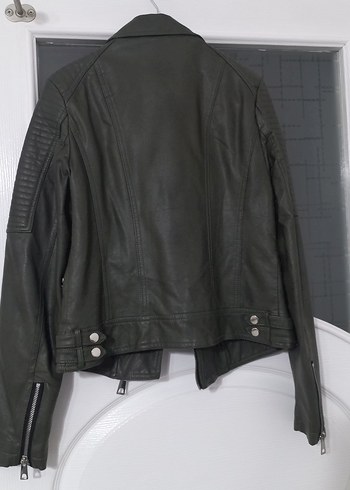 Defacto Kadın Haki Deri Biker Ceket - Görsel 3