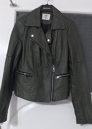 Defacto Kadın Haki Deri Biker Ceket - Görsel 2