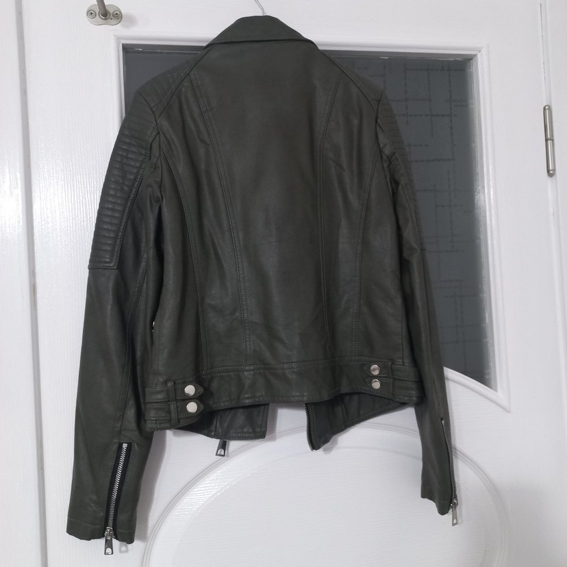 Defacto Kadın Haki Deri Biker Ceket - Görsel 3