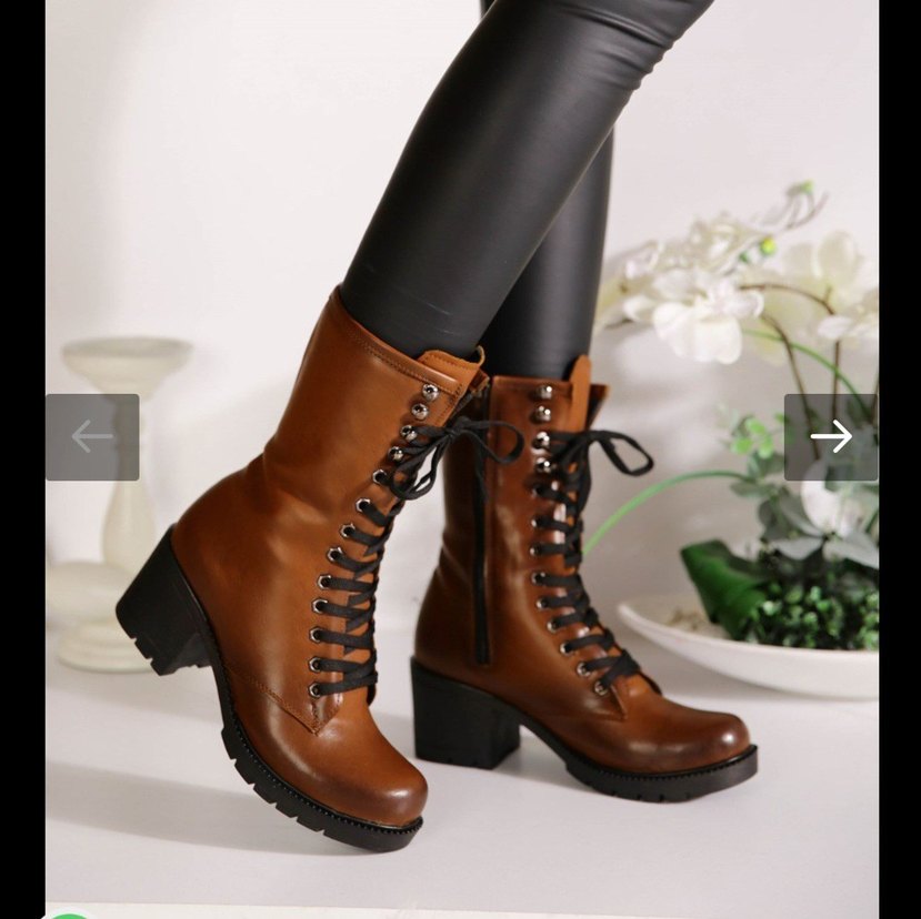 Kahverengi Deri Bağcıklı Kadın Bot - Görsel 3