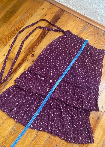 Mor Uzun Volanlı Midi Etek - Görsel 4