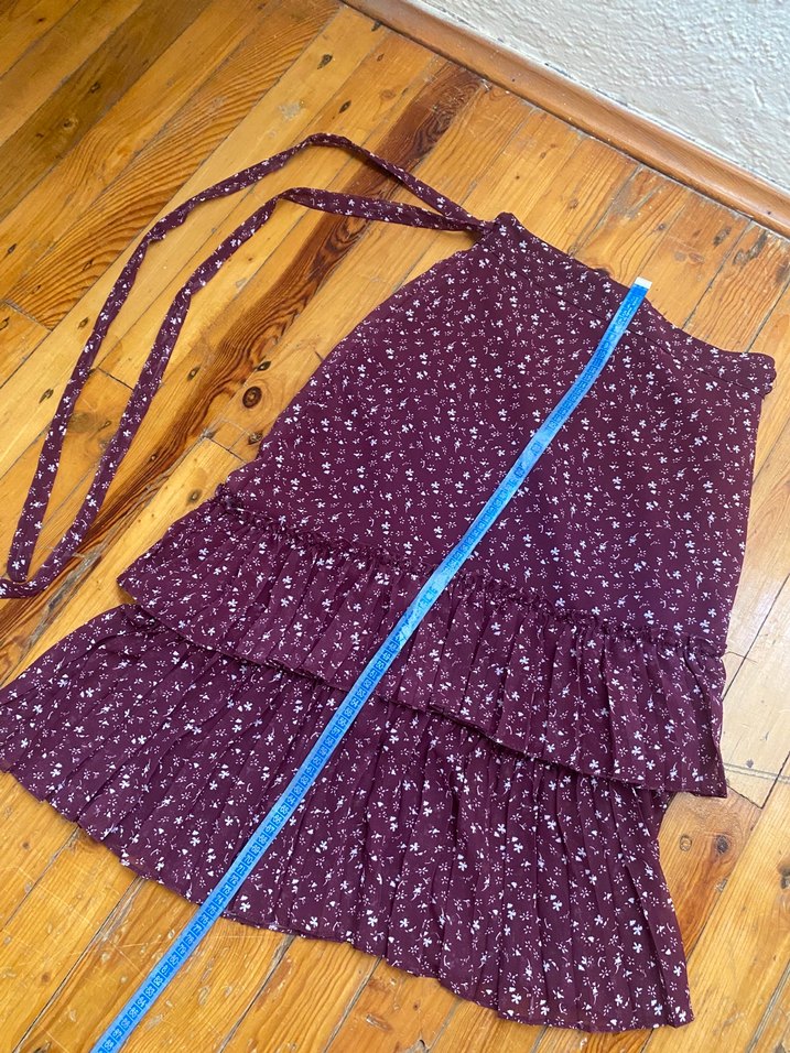 Mor Uzun Volanlı Midi Etek - Görsel 4