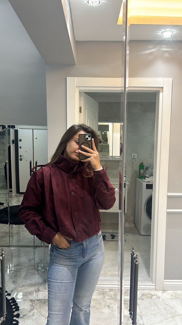 Bordo süet ceket yeni salaş dursun diye m aldım görseldeki gibi - Görsel 3