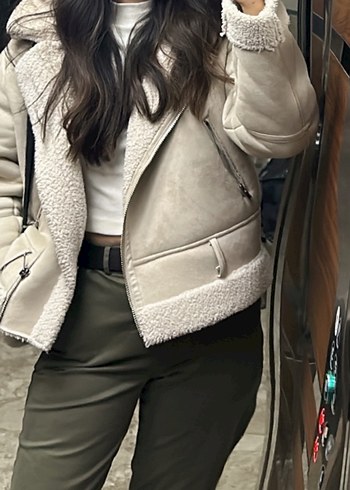 Kürklü Bej Kadın Kışlık Ceket - Görsel 2