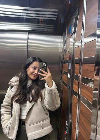 Kürklü Bej Kadın Kışlık Ceket - Görsel 3