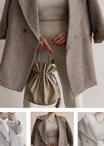 Kahverengi Zebra Desenli Midi Kadın Kaban - Görsel 2