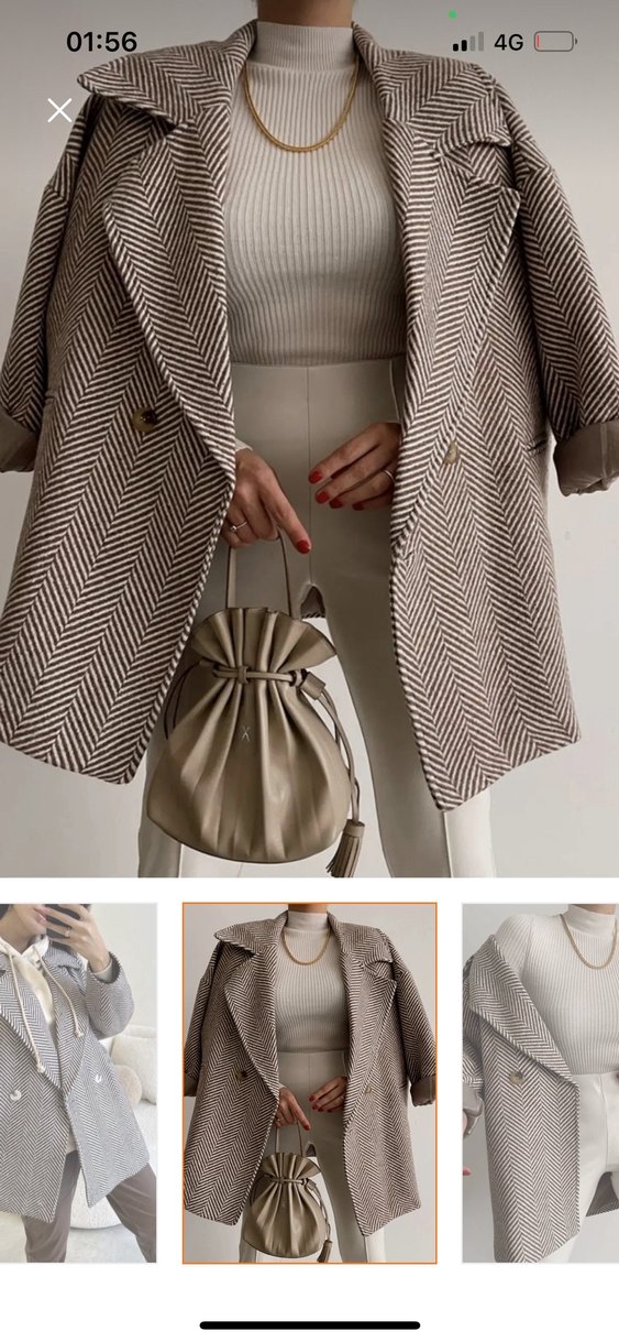 Kahverengi Zebra Desenli Midi Kadın Kaban - Görsel 2