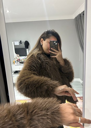 Kadın Kahverengi Kürklü Deri Ceket - Görsel 7