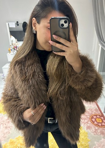 Kadın Kahverengi Kürklü Deri Ceket - Görsel 5