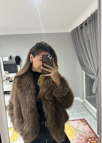 Kadın Kahverengi Kürklü Deri Ceket - Görsel 3