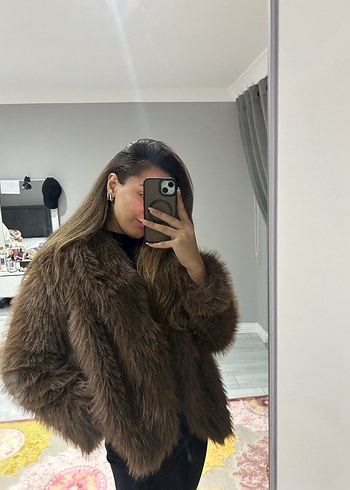 Kadın Kahverengi Kürklü Deri Ceket - Görsel 4