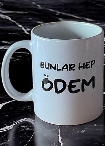 Yazili baskili porselen kupa 
