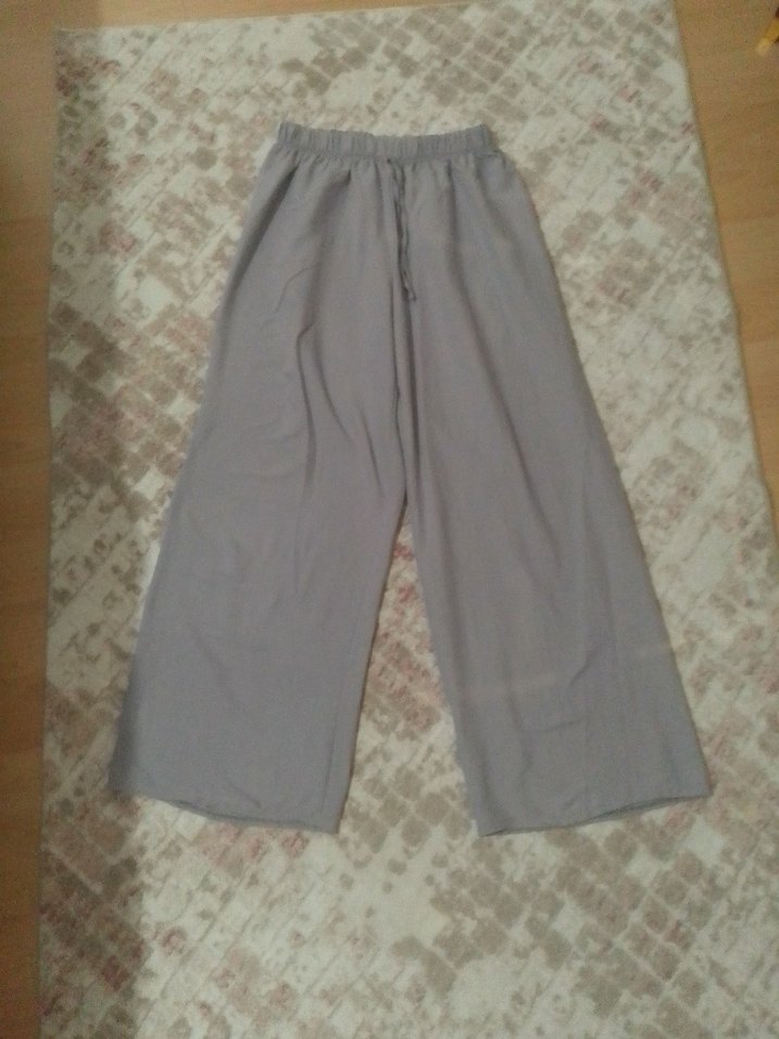 Gri  Rahat Kesim Kadın kumaş Pantolon - Görsel 3