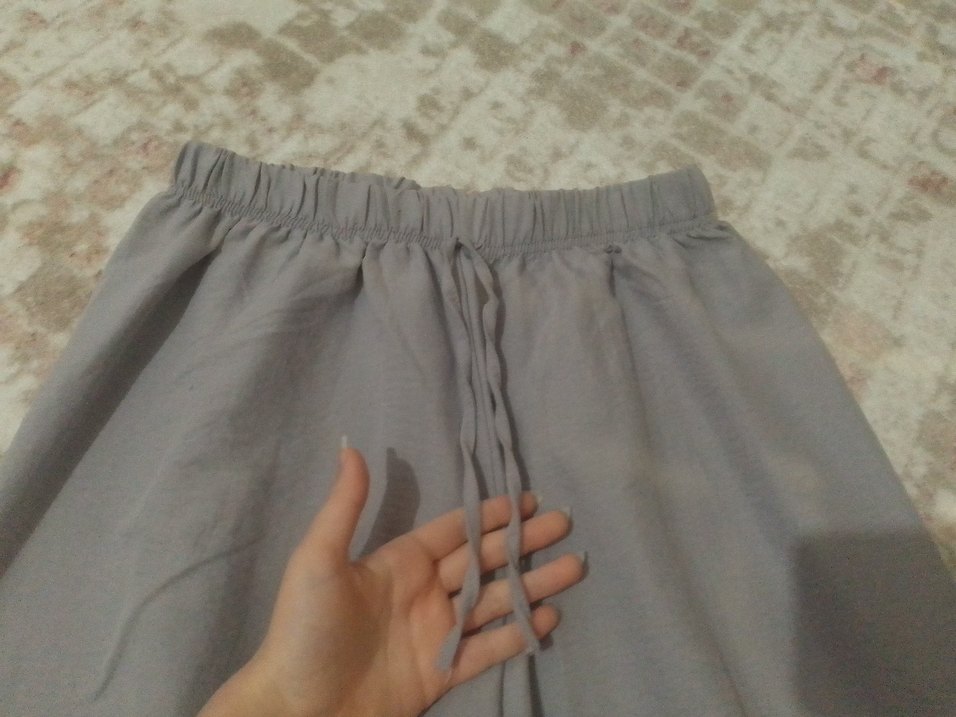 Gri  Rahat Kesim Kadın kumaş Pantolon - Görsel 4