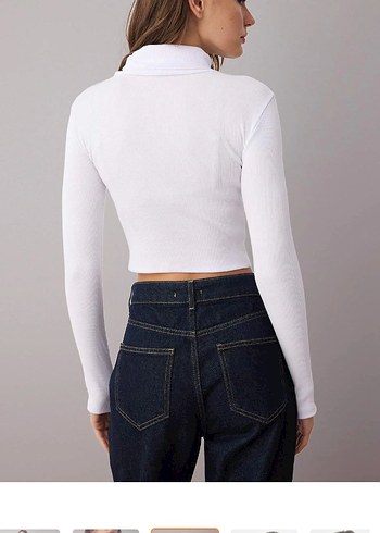 Beyaz renk boyunlu kadın kazak - Görsel 4