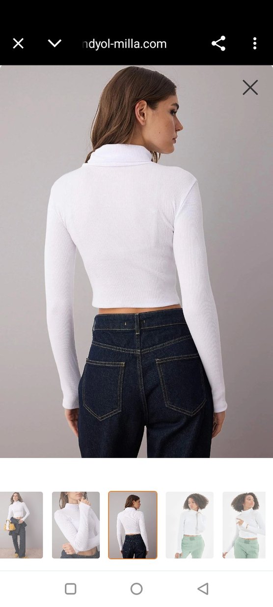 Beyaz renk boyunlu kadın kazak - Görsel 4